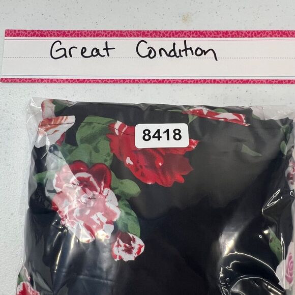 Boohoo Womens Floral Maxi Skirt With Tie Waist Black Red‎ 6 Whimsy Romantic - Picture 12 of 12